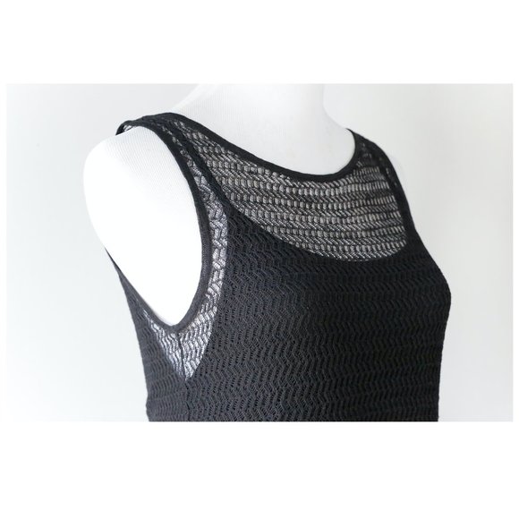 EILEEN FISHER Sheer Black Open Knit Tank Dress XS - Picture 7 of 12